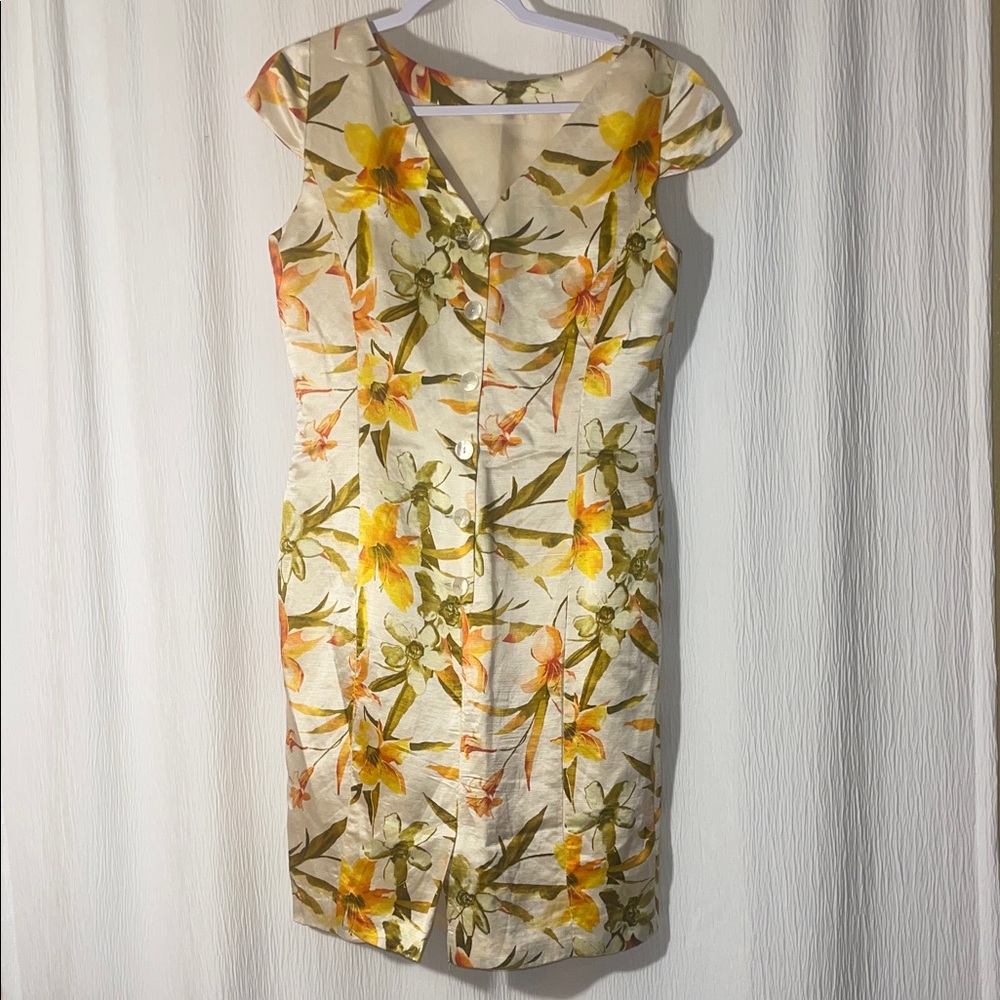 Adrianna Papell Floral Button-Front Midi Dress